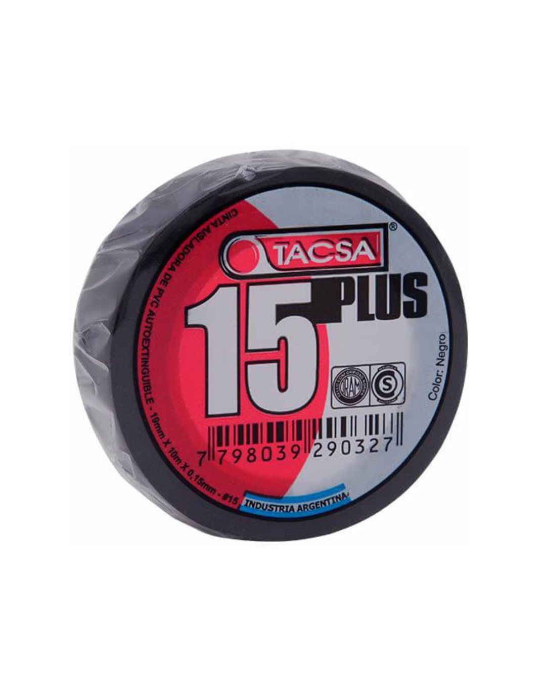 CINTA AISLADORA PVC TACSA - 5 MTS 15 PLUS NEGRA (10)