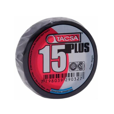 CINTA AISLADORA PVC TACSA - 10 MTS 15 PLUS NEGRA (10)